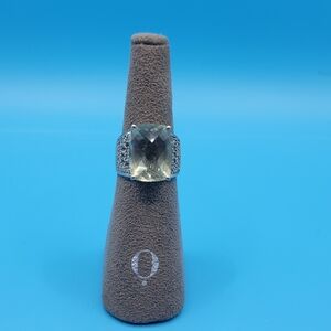 Sterling Silver Harold Trujillo Prasiolite Green Amethyst Diamond Statement Ring